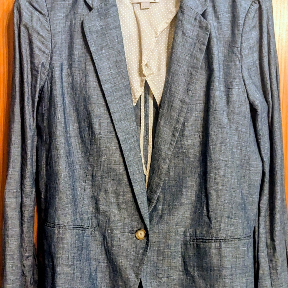 LOFT Blue Women's Cotton Blazer- Size 8